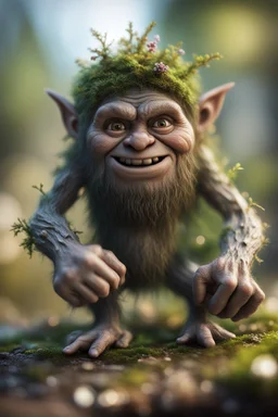 postcard drawing, twig troll ,bokeh like f/0.8, tilt-shift lens 8k, high detail, smooth render, down-light, unreal engine, prize winning