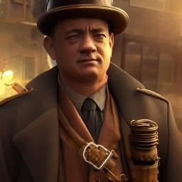 Tom Hanks steam punk character very detailed cinematic unreal engine photo realistic