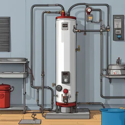 water heater, front view, comic book, cartoon,,