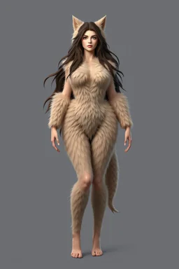 low poly woman with long fur all over her entire body