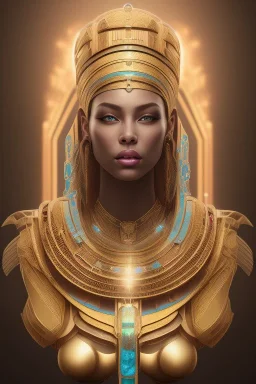 A beautiful portrait of Pharaonic queen , high key lighting, volumetric light high details psychedelic background