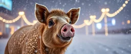glitter disco glam luxury camel pig in snow storm