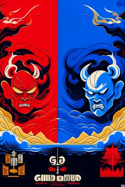GOOD VS EVIL in the style of Hiroshi Nagai