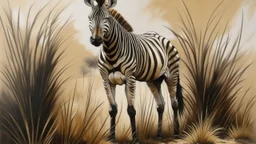 A brown zebra painted by Zhang Lu