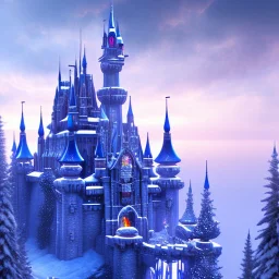 transparent fantasy castle of glass and ice, fairy tale background, ultra detailed, 8K