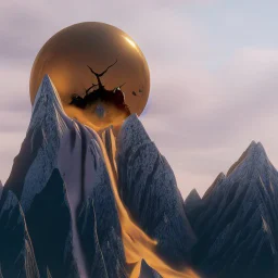 the broken sun melts down the mountain
