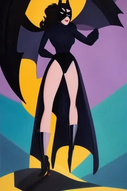 Full body portrait, painting, medium shot lady style of Batman: The Animated Series