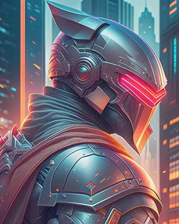 Best quality, masterpiece, ultra high definition, Retro Futuristic,cyberpunk knight Comic style