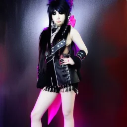 Full body portrait, painting, medium shot lady VisualKei