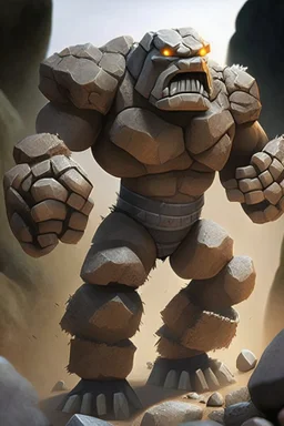 a realistic rock golem