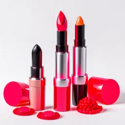 Lipstick is present in the display of products