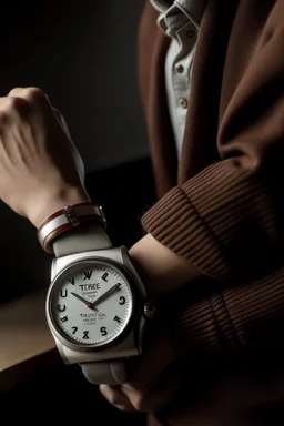 a boy with a timex stopped watch on his wrist