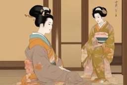 **Orientalism masterpiece of woman in geisha clothes interior is hyper detailed --ar 13:10 --v 5.1