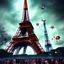 Tour eiffel Paris attaque zombie