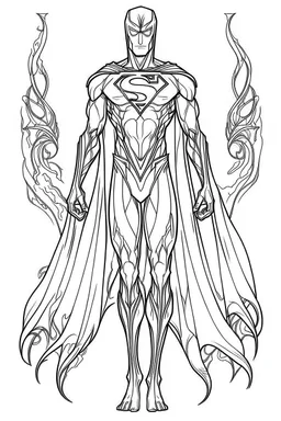 outline art An evolved Cosmic Superman .Slender Man.cinematic lighting, high resolution 3D render art coloring pages with witch, white background, Sketch style, full body, use outline, Mandala style, clean line art, white background, no shadows and clear and well