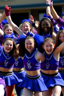 cheerleating team in purple