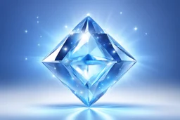 cosmic diamond light blu and white. it's glossy and suspended in a light sky with stars galaxy and bright
