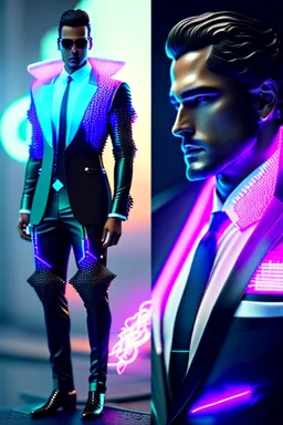 Smocking, evening suit, greek gods, cyberpunk smocking, neon smocking, epic