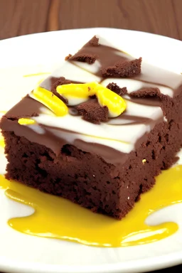 delicious fresh brownie, custard