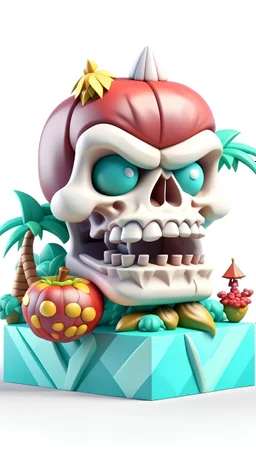 A photo realistic, cute island skull king Kong,jack-in-the-box,candy crush, Halloween character, Disney style, white background