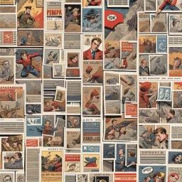 A comic book composed of postage stamps