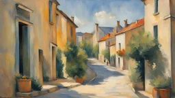 Style Cézanne, calm beauty, sunlight, French town, peaceful, beautiful composition, exquisite detail