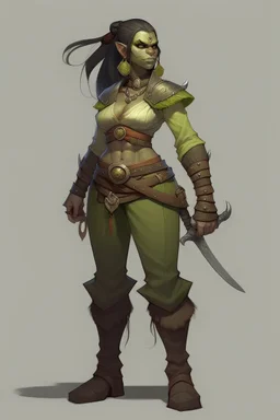 tall female orc platted ponytail pirate barbarian dnd