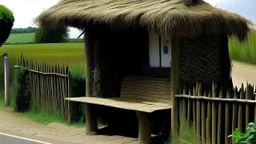 Thatched bus stop