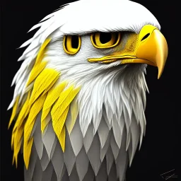 portrait of a humanoid eagle head with white feathers and yellow eyes, fine detail, artstation, character art