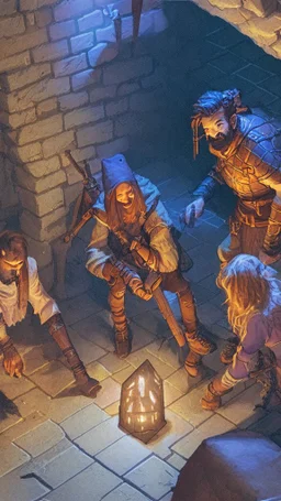 rpg group surviving a trap in a dungeon