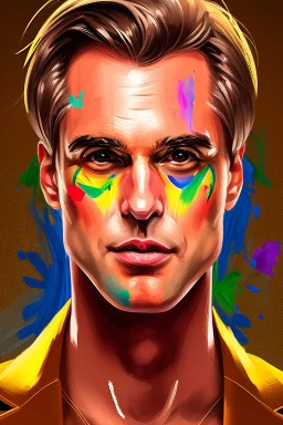 Extremely rich guy portrait with pride paint in face