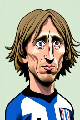 Luka Modric Croatian soccer player 2d cartoon