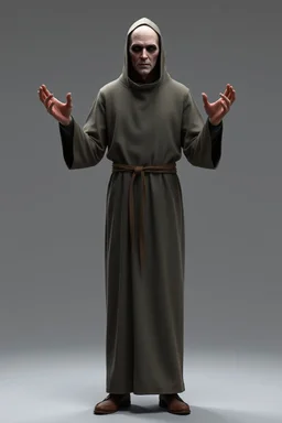 russian monk for a horror , silent hill style, 3d model, t-pose, full length, a pose, front face