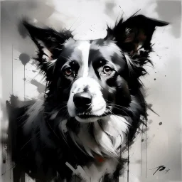 Short coated Border collie with gentle expression in the style of Willem Haenraets, Yoji Shinkawa, Guy Denning, Florian Nicolle