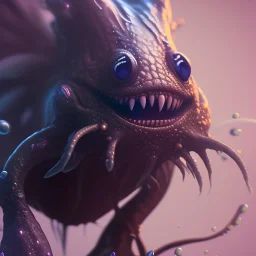 Cute fluid ink creature, big black eyes, unreal engine 5, 8k resolution, photorealistic, ultra detailed