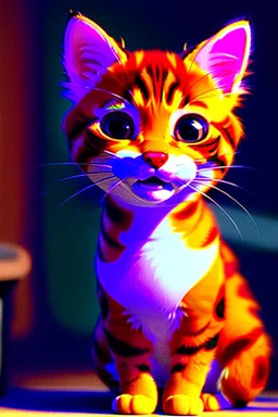 furry orange kitten, Pixar style