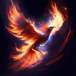 Fire Phoenix flying in space