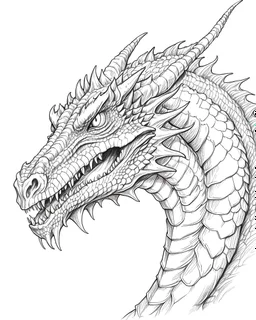 Lo sguardo pietrificante di drago., stile schizzo tatto realistico, sfondo bianco, schizzo tatto professionale