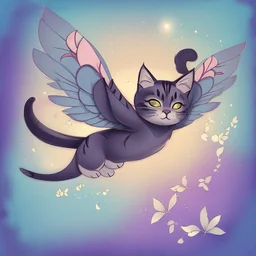 Cat flying , in Jasmine Becket-Griffith style