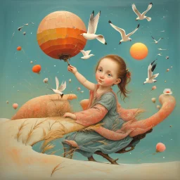 Richly textured Hieronymus Bosch, Catrin Welz-Stein, William Turner, Zdzisław Beksiński, Jacek Yerka oil on canvas zentangle line art style mix, surreal frosted fantasyland winter oceanscape, hoarfrost on trees, high grasses, snow and cottages, withered flowers, pale sunrise; paint splatter, beautiful vibrant colors, reflections, SK, flying seagulls, dramatic clouds, snowfall.