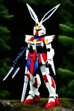 Gundam inspired by a rabbit. Photograph.