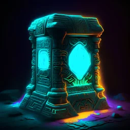 Neon glowing ancient artifact