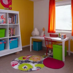 A kids room..with a cup on the table