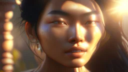 beautyfull asiatic woman, art by kiera malone photography, concept art modern photorealistic, in the style of , Artstation, sunlight, Unreal Engine sharp fine details trending on artstation reflections 4k ultra realistic post-processing