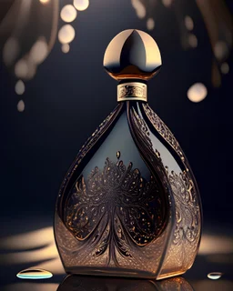 generate me an aesthetic photo of perfumes for Droplet Details: Focus on the intricate details of droplets on the bottle.