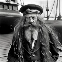 old crazy long hair cargo ships captain 1920s