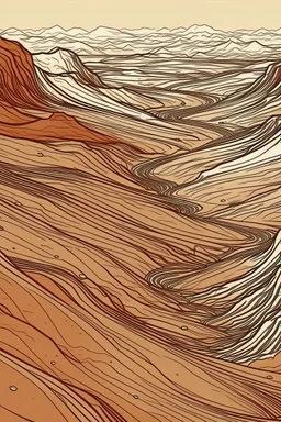 thine line draw style, show a shot of a view of Mars surface