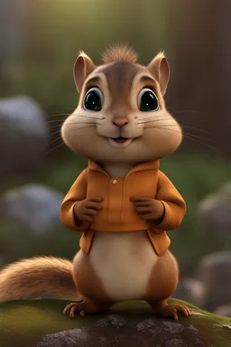 Cute 3d animated chipmunk, he is a nft promoter