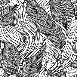 seamless dynamic small banana leafs wallpaper pattern drawing in vector lines and same line weight. black lines