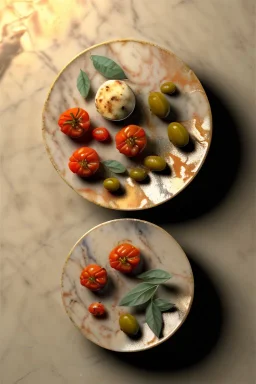 renaissance style still life Of Ravioli dish with natural tomato, albahaca, olives, olive oil. moisture, art, natural, ornaments, marble, gold, high kitchen, smooth, gradient color background, unreal engine 5, ray tracing, RTX, lumen lighting, ultra detail, volumetric lighting, 3d.